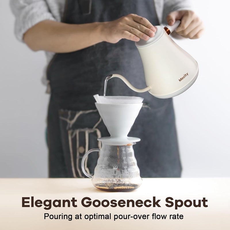 Mecity Electric Gooseneck Kettle With Keep Warm Function & LCD Display Automatic Shut Off Coffee Kettle Temperature Control Pour Over Kettle 1200 Watt, 0.8L, 120V, Off White - Image 5